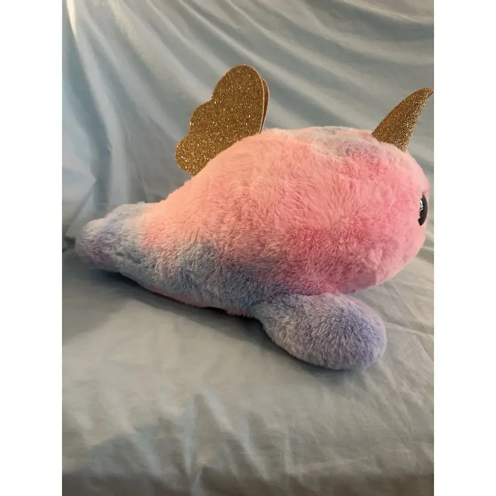Baby Harp Seal Unicorn Plush Multicolor Pastel Gold Heart Big Eyes